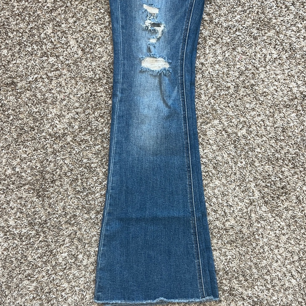 Altar'd State Light Blue Distressed Flare Jeans - Picture 6 of 10